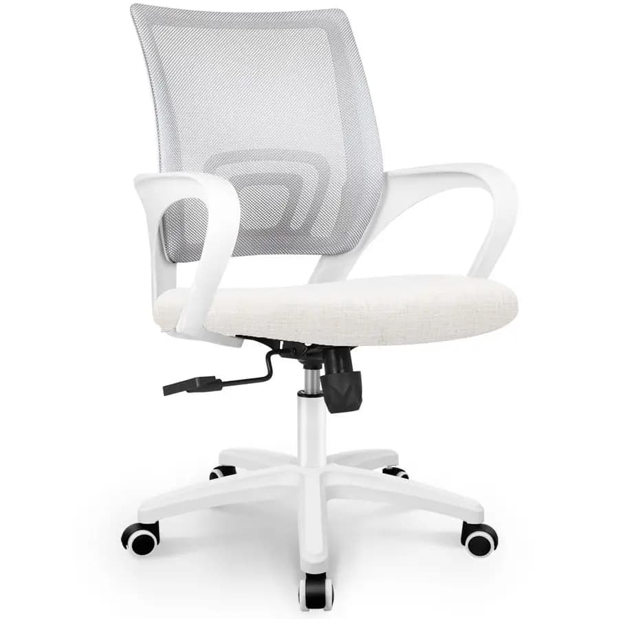 Sedia da Ufficio Ergonomica con Schienale Medio in Rete, Supporto Lombare Confortevole, Altezza Regolabile e Girevole per Casa e Ufficio