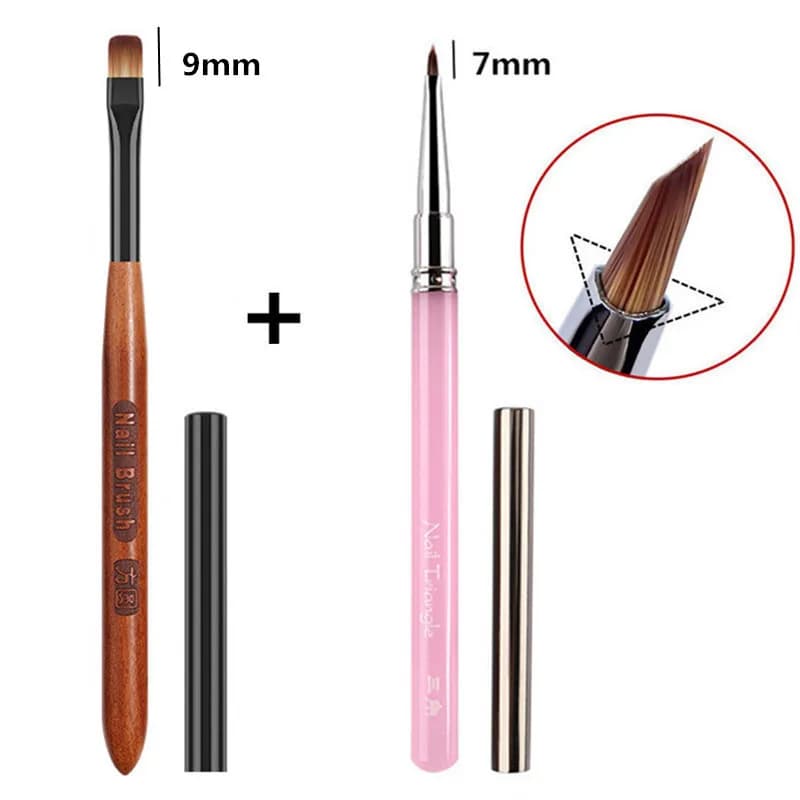 2 pennelli triangolari per pittura gel, per estensione delle unghie in gel, accessorio per ricostruzione unghie in acrilico, pennelli per nail art