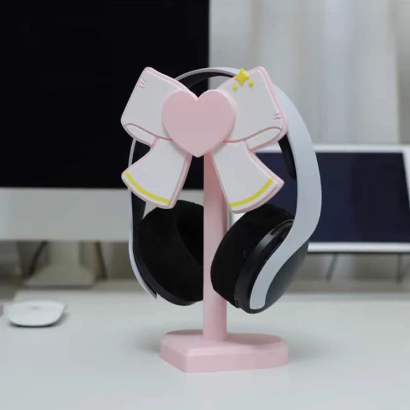 Supporto per Cuffie a Forma di Fiocco, Creativo e Personalizzato in PVC, Stampa 3D, Carino Supporto Rosa per Cuffie, Accessori per Giochi