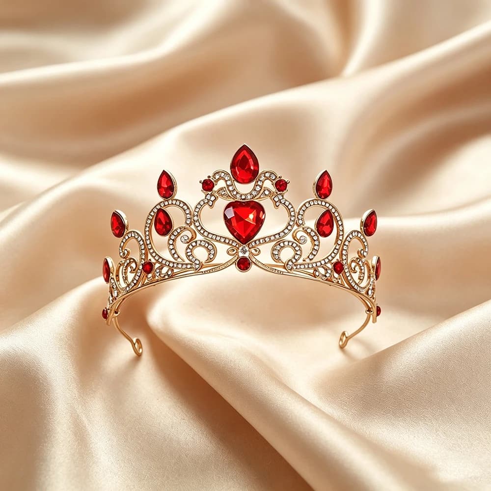 Baroque Luxury Love Crown Colored Water Drop Diamond Queen's Crown Bridal Wedding Banquet Birthday Party Women's Headwear