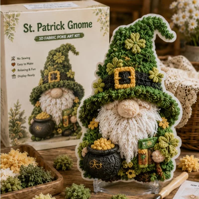 No Sewing Fabric Poke Art Thick Board Colorful Rags Punch Needle Gnome Easy Make Included Stand Christmas Poke Art Cozy Activity