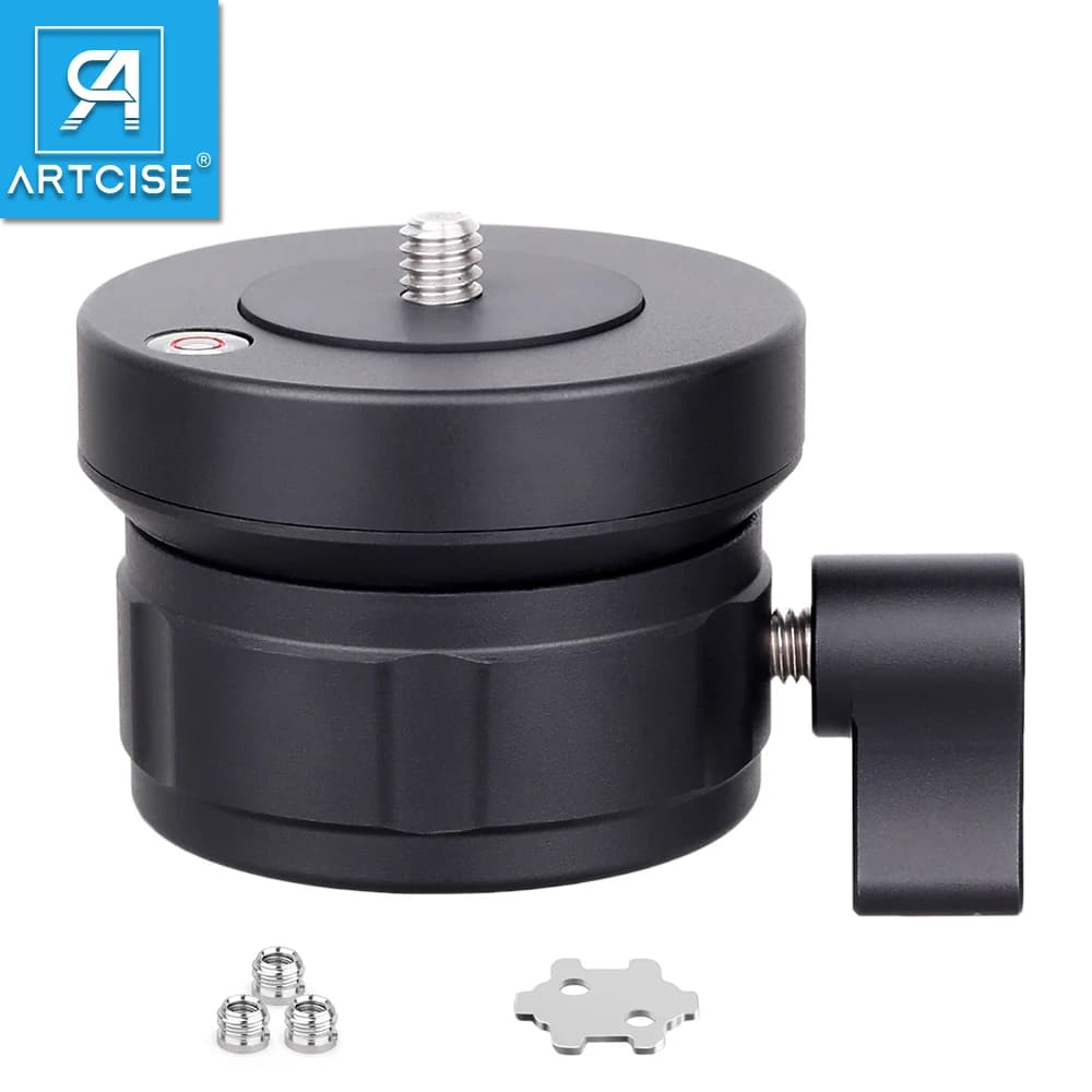ARTCISE LH201 Base livellante Mezza sfera Regolazione angolo ±10 ° con livella a bolla offset per testa treppiede, treppiede, monopiede con filettatura da 1/4".