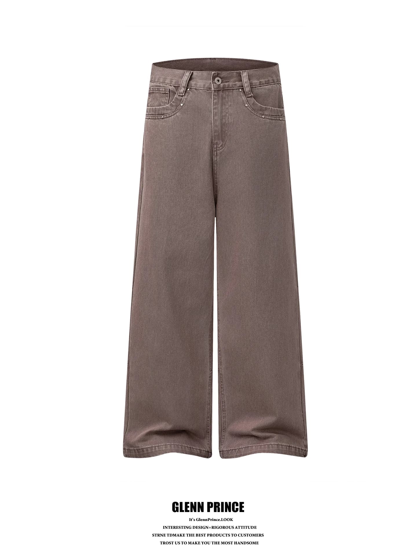 Vintage American GPstudio Men's Denim Jeans Rivet Draped Straight Leg Workwear Long Trousers Loose Fit Youthful Casual Jeans