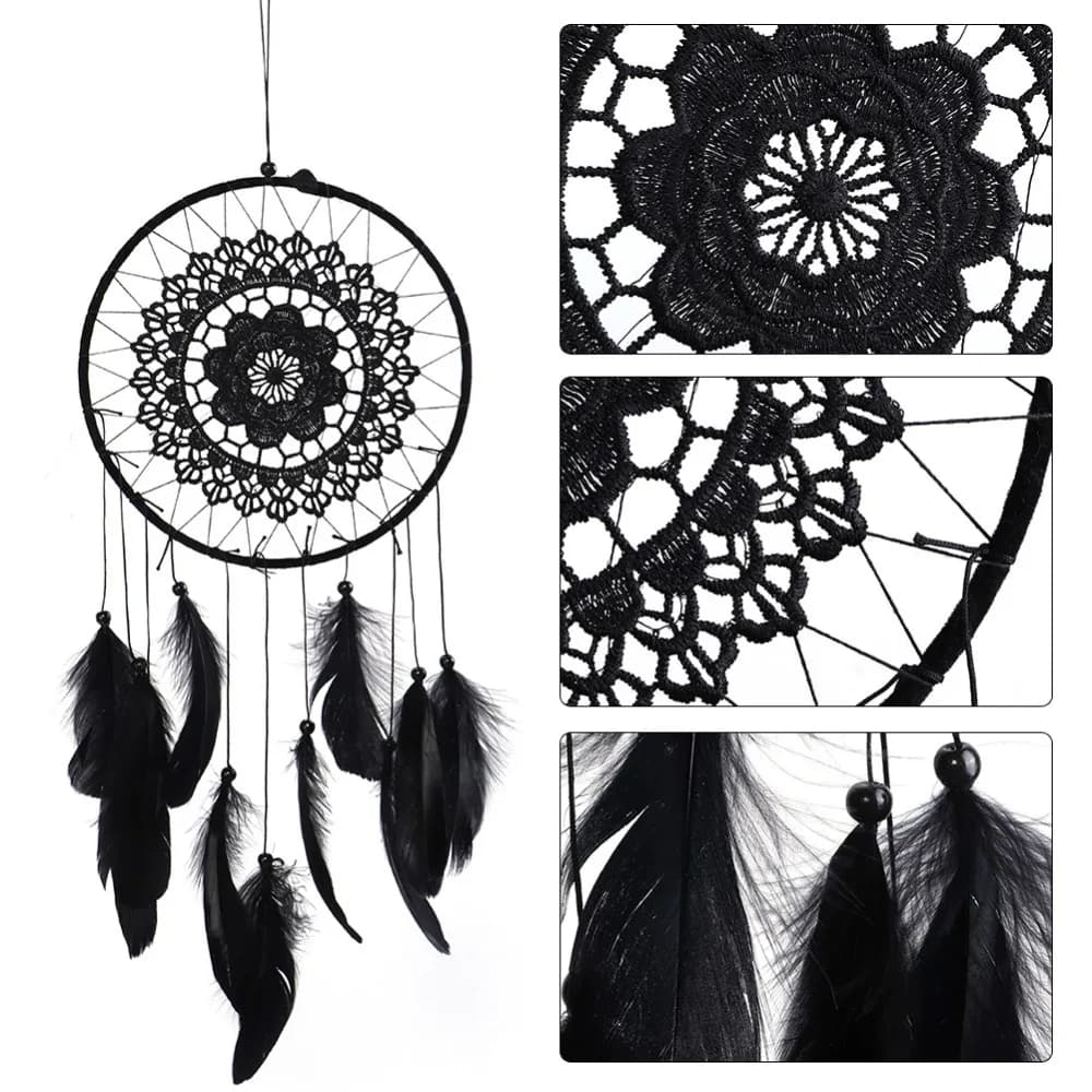Blossom black Dreamcatcher plume Woven Decor Pendant Blossom Design Lace Dreamcatcher Wall Hanging Home Party Decoration