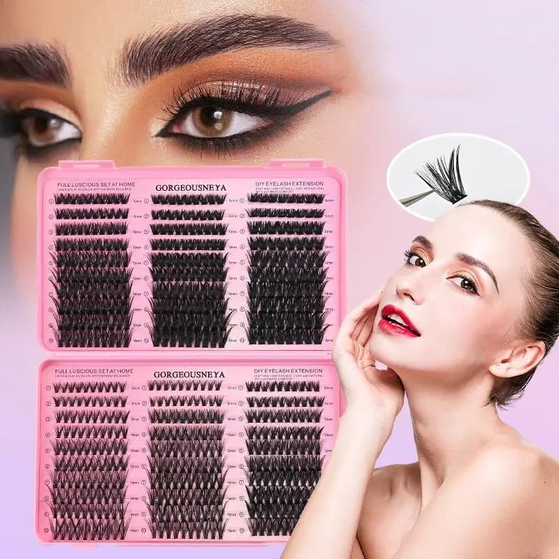 Natural Eyelashes Kit 30D 40D 50D 60D, Segmented Fins Eyelash Set, Eyelash Collar, Eyelash Extension Kit, Eyelash Mount Kit