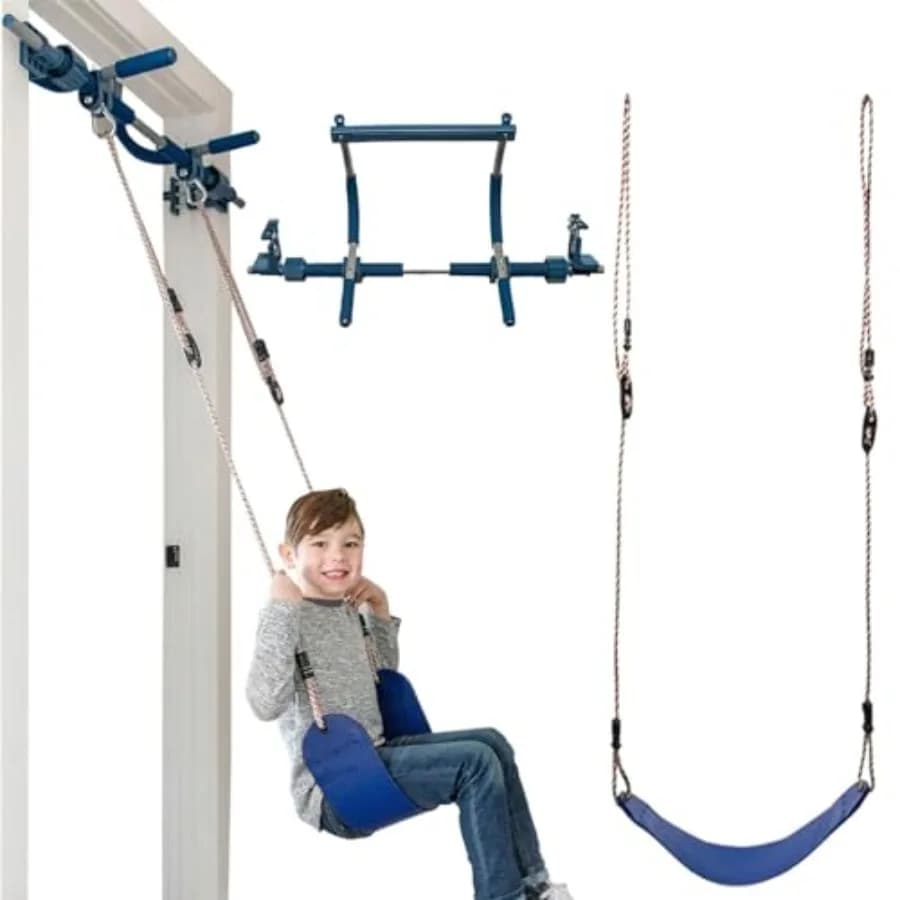 Gym Tool for Door with Traction and Swing Bar - Strength Training and Physical Exercise Equipment - Sensory swing and Corda ladder for Interior