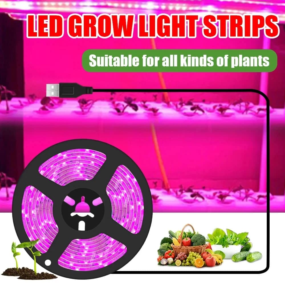 DC5V Complete Spectro Plant Grower Flower Light 1m/2m/3m/5m/10m USB Interface SMD Flexible Tape Suitable for Indoor Plants Semi