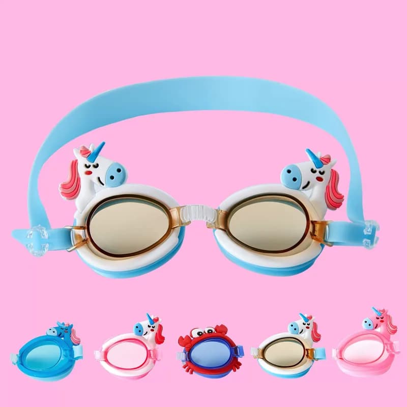 Children's Swimwear Cute Cartoon Unicorn Swimwear Anti-fog Swim Glasses Children's Glasses Adjustable Glass Strap