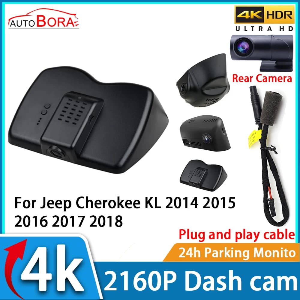 ZhuCamX Car Video Recorder Night Vision UHD 4K 2160P DVR Dash Cam for Jeep Cherokee KL 2014 2015 2016 2017 2018