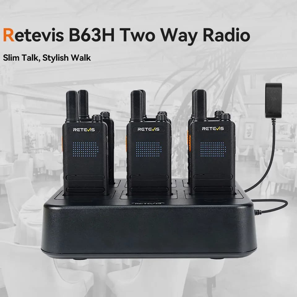 Retevis B63H Walkie-talkie Mini Walkie Talkie Display nascosto portatile PMR446 VOX Radio bidirezionale professionale per ristorante Hotel