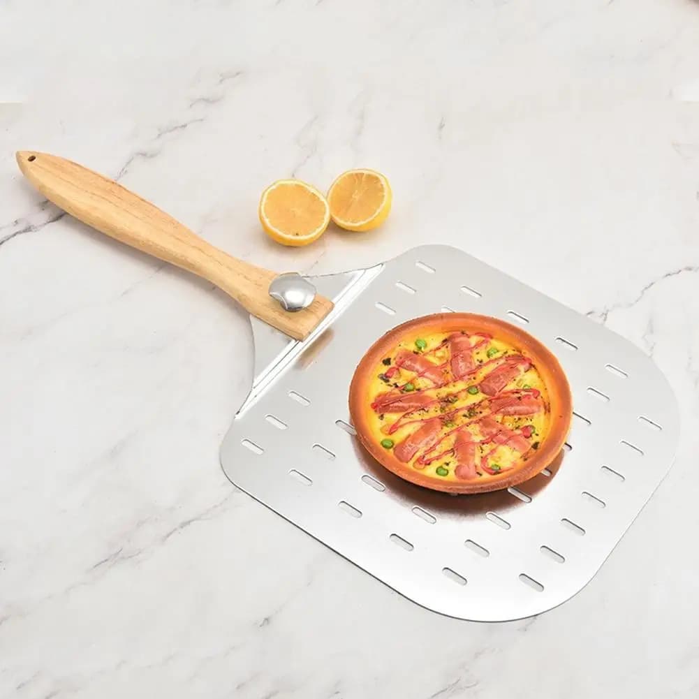 Pala per Pizza Perforata Pieghevole, Utensile per Trasferimento per Cottura Domestica, Forno, Griglia, Pietra per Pizza, Accessorio da Cucina per Pasticceria