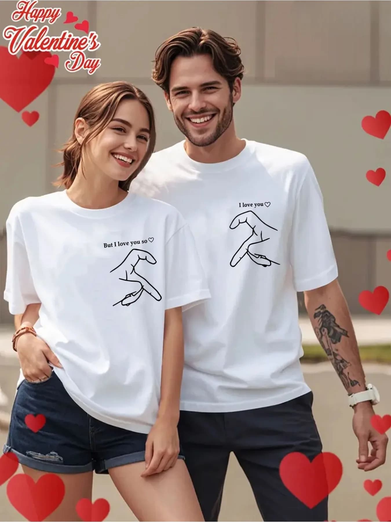 1 pz, T-shirt a maniche corte girocollo stampata con motivo a lettere I Love You, regalo di San Valentino, maglietta per coppia, maglietta superiore