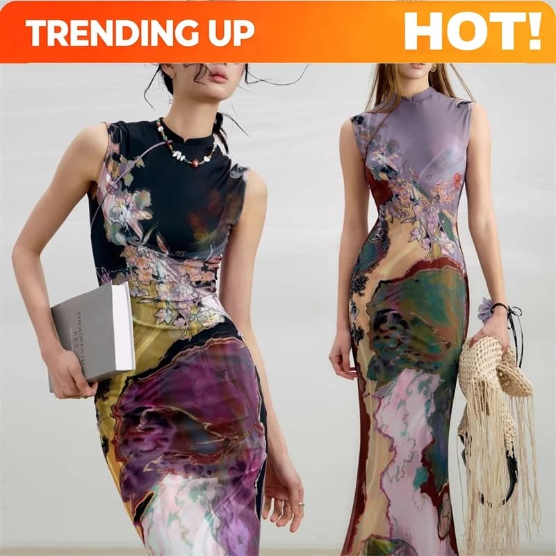 New Chinese Style Reversible Colorblock Qipao Dress Elegant Silhouette For Women Party Wedding Guest Tea Ceremony Date Night