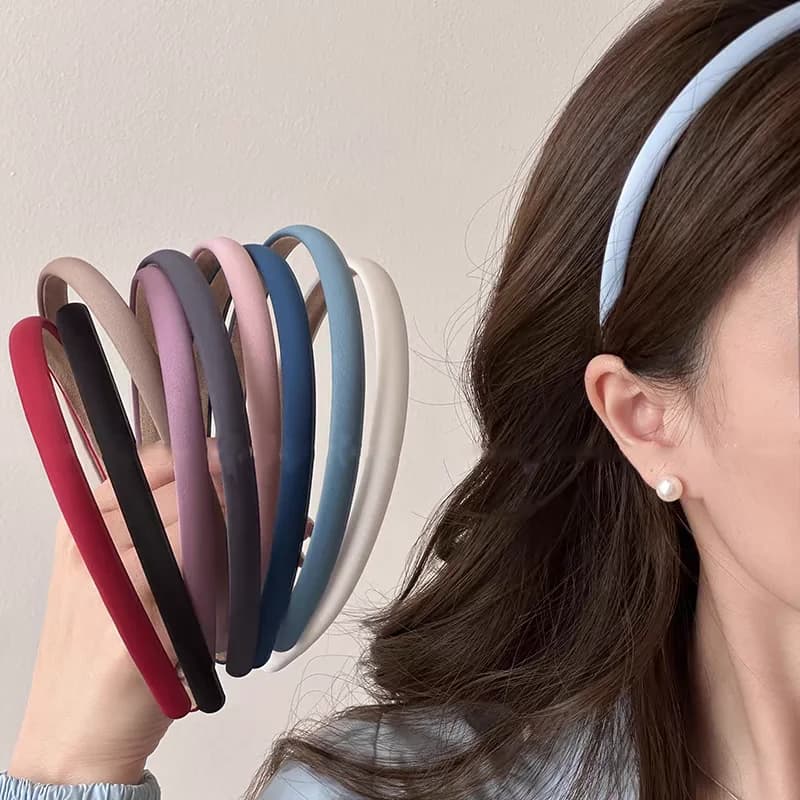 2pc Fashion 1.2cm Slim Solid Bezel Hair Waist Facades for Women Men Girls Vintage Rim for Washface Tool Hair Steps Accessories