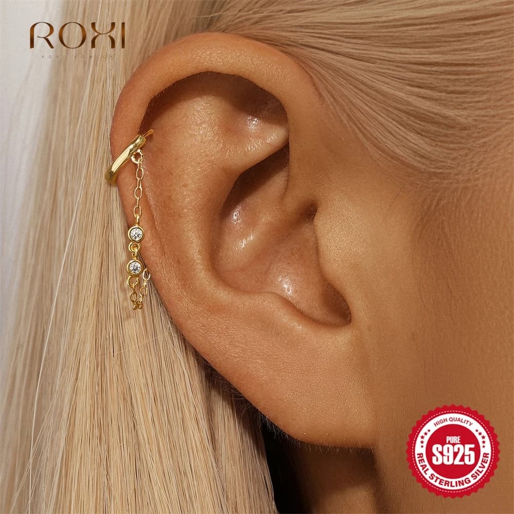 ROXI Orecchini con nappa geometrica in argento sterling 925 per le donne Orecchini classici con perno placcato oro 18 carati Regali per feste di gioielleria raffinata