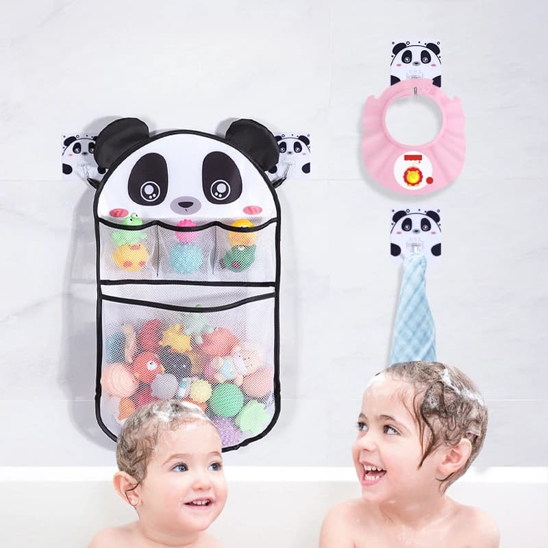 Cartone animato doccia appeso cestino borsa a rete custodia da bagno organizzatori supporto per bambini bagnetto acqua giocattoli borse a rete