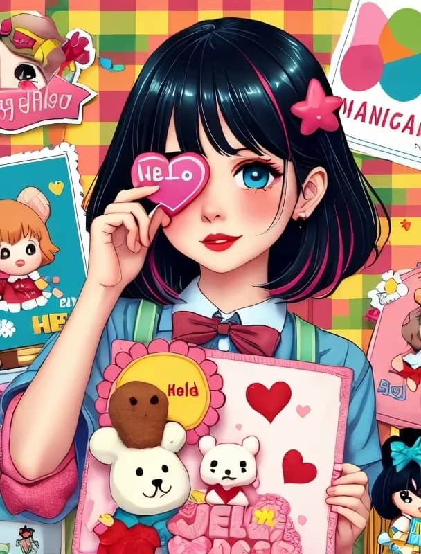 Cute Short Hair Cartoon Girl 500/1000/1200/2000 PCS Jigsaw Puzzles Family Activity Games for Gameroom Bedroom Gifts Home Decor