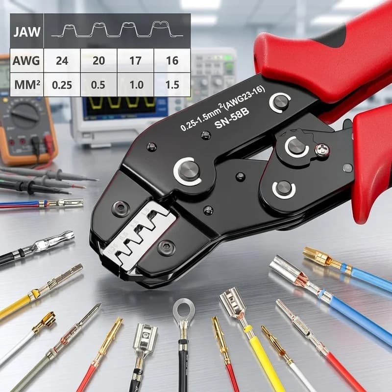 Ratcheting Wire Crimping Pliers SN-58B Terminal Crimper Tool Kit for Dupont JST Molex Connector DIY Cable Assembly