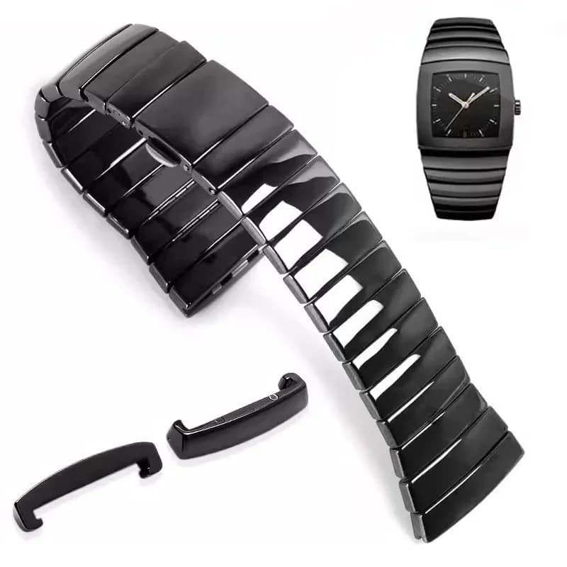 Rado SINTRA series watch strap black ceramic strap for men woman bracelet with double pressure folding buckle 17mm 26mm 29mm
