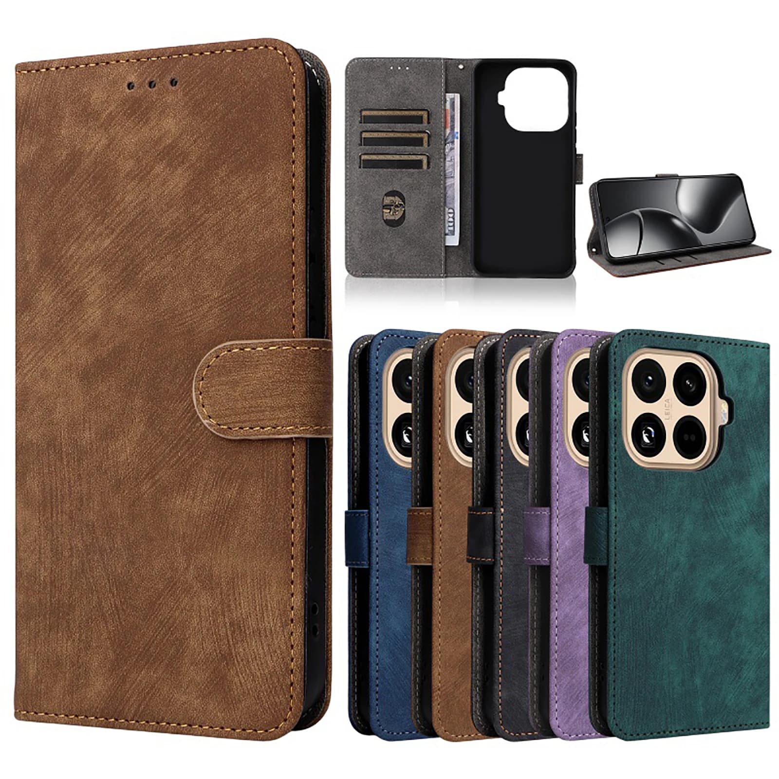 per Xiaomi 15T Pro Custodia con blocco RFID, portafoglio in pelle con vibrazione Tasca per carte Cavalletto pieghevole Paraurti interno in morbido silicone TPU