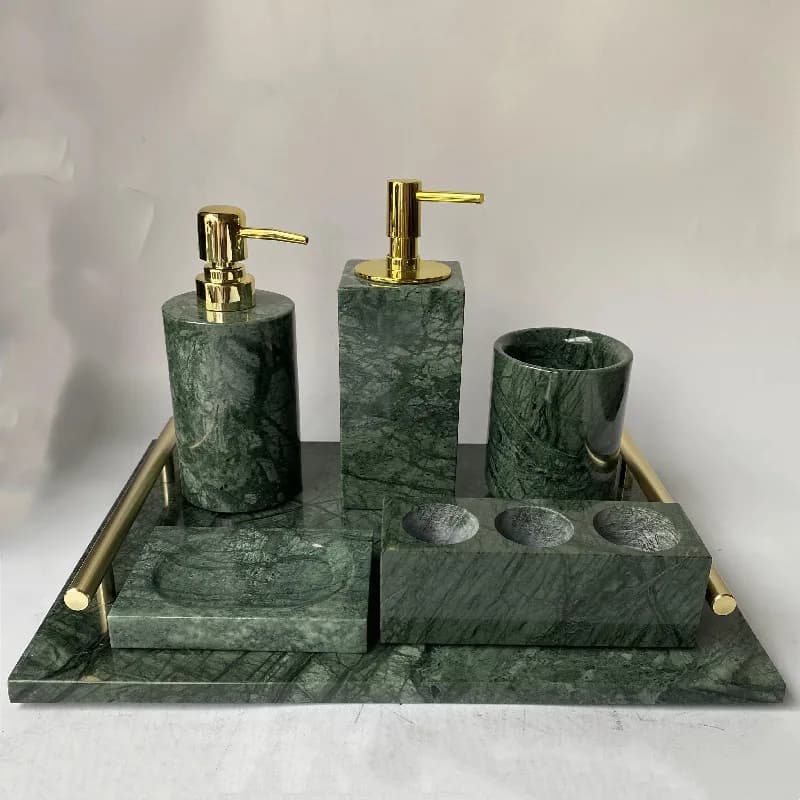 Marble Bathroom 5-piece Set Accessories Liquid Soap Dispensers
