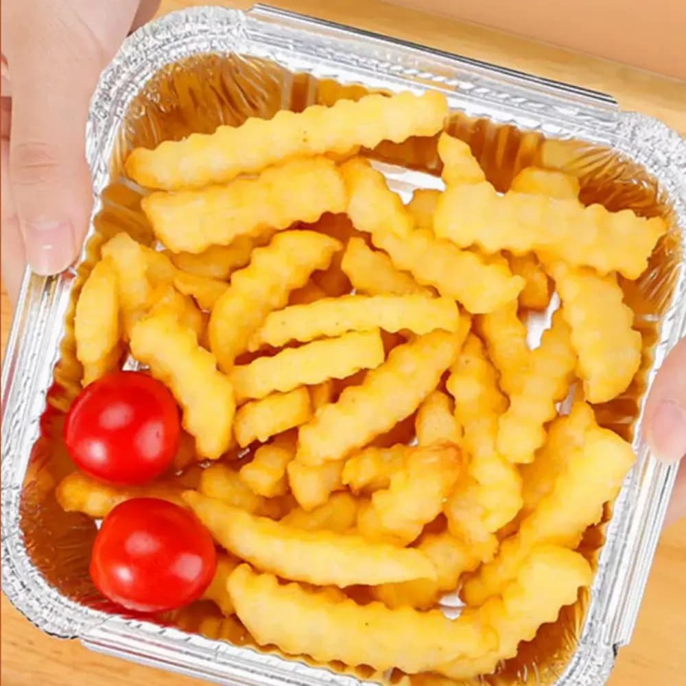 10/20/30 pz Usa E Getta Friggitrice Ad Aria Vassoio di Foglio di Alluminio A Prova di Olio Quadrato Vassoio di Stagno antiaderente Contenitore di Alimenti Ciotola