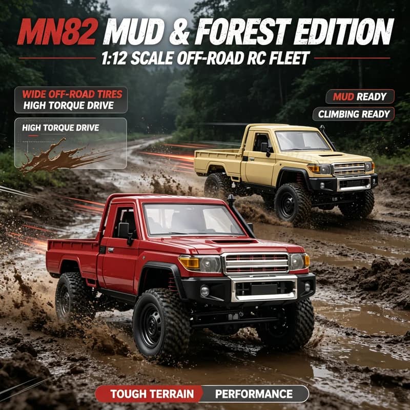 New MN82 1:12 Scale 4WD RC Pickup Truck 2.4G Remote Control Off‑Road Crawler Vehicle All Terrain Hobby Toys Gift for Boys Adults