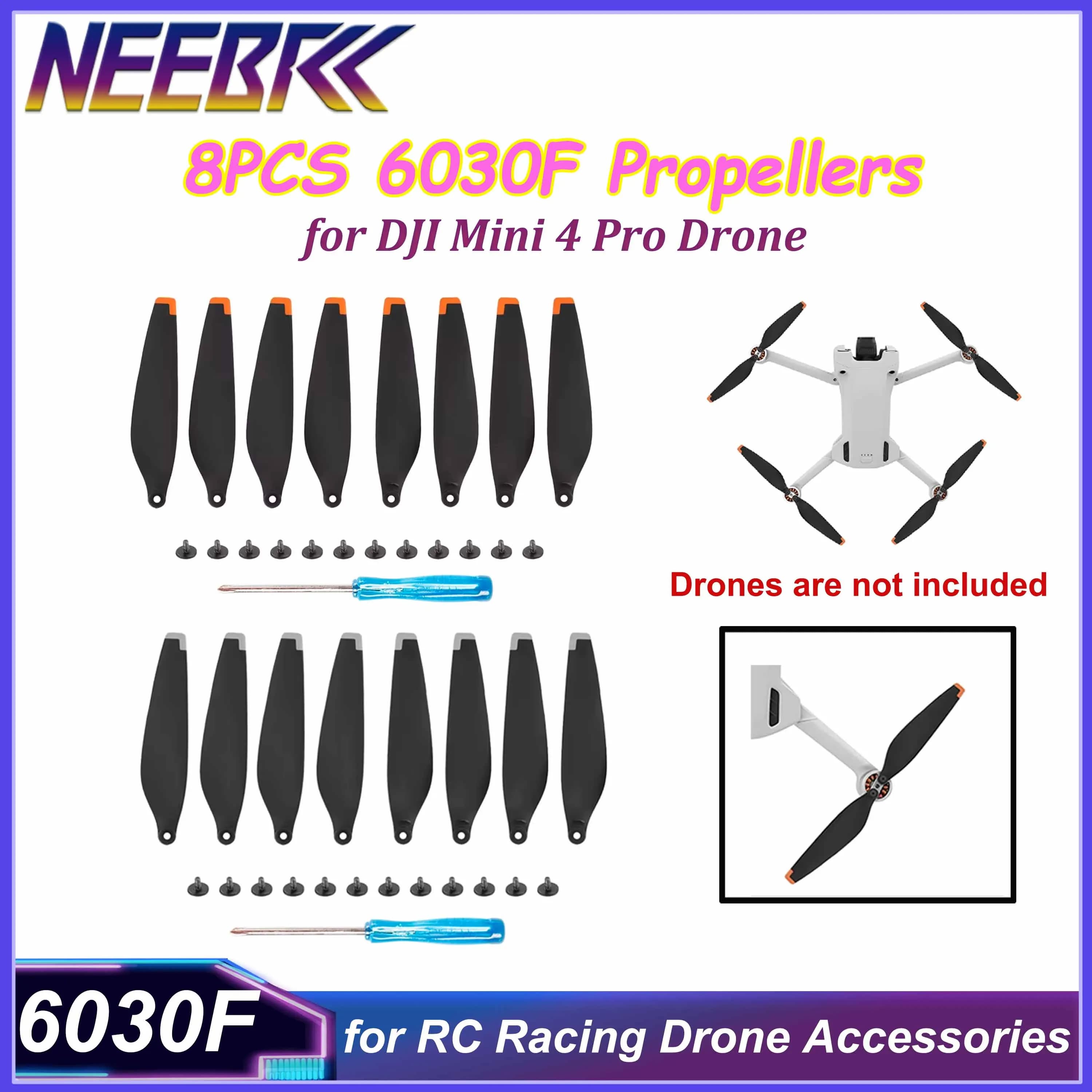 8PCS 6030F Replacement props Low noise light punches for DJI Mini 4 Pro RC Racing Drone Wing Fans Replacement accessories