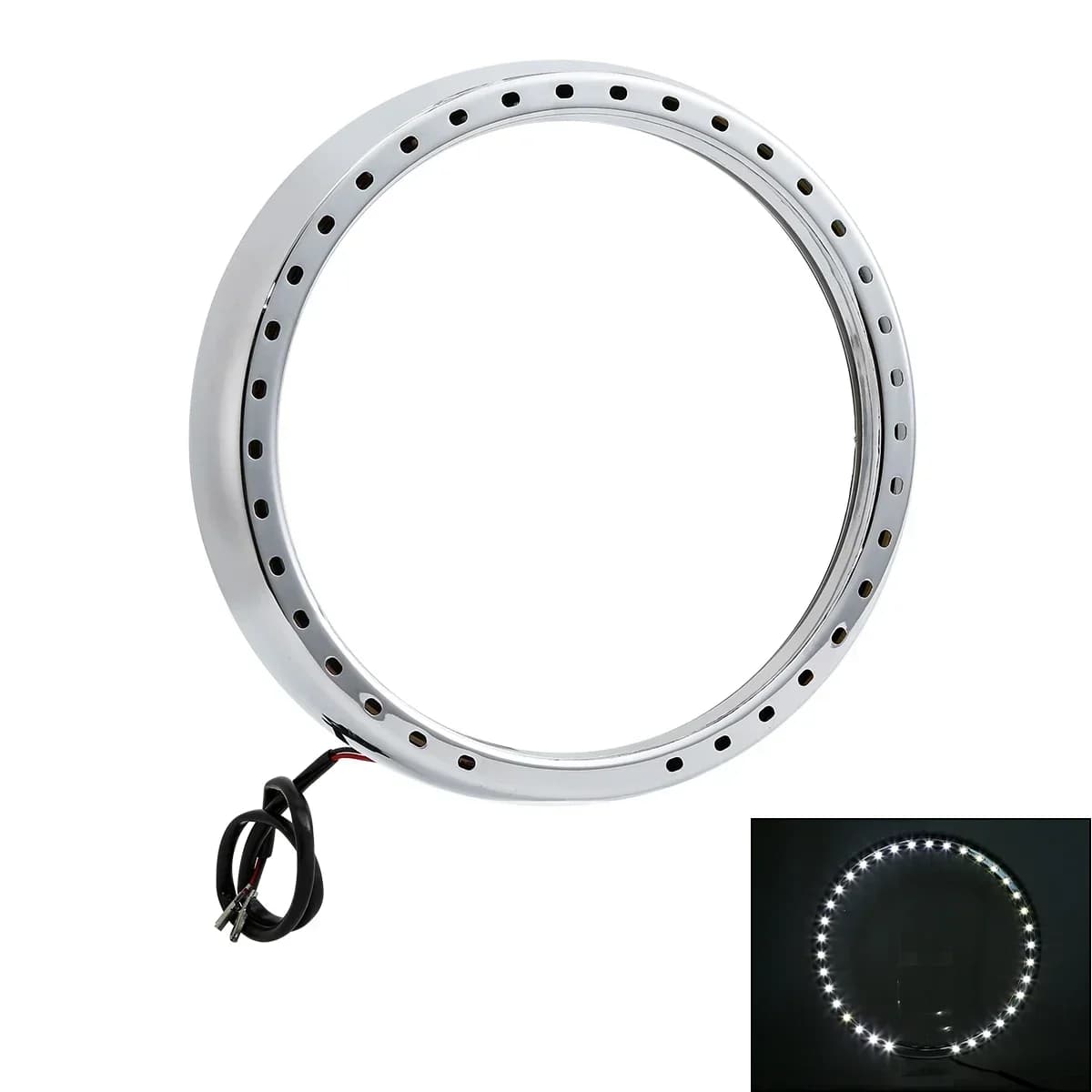 Accessories Moto 7" Headlight cladding ring cover with light for Harley Touring Road Street Electra Glide