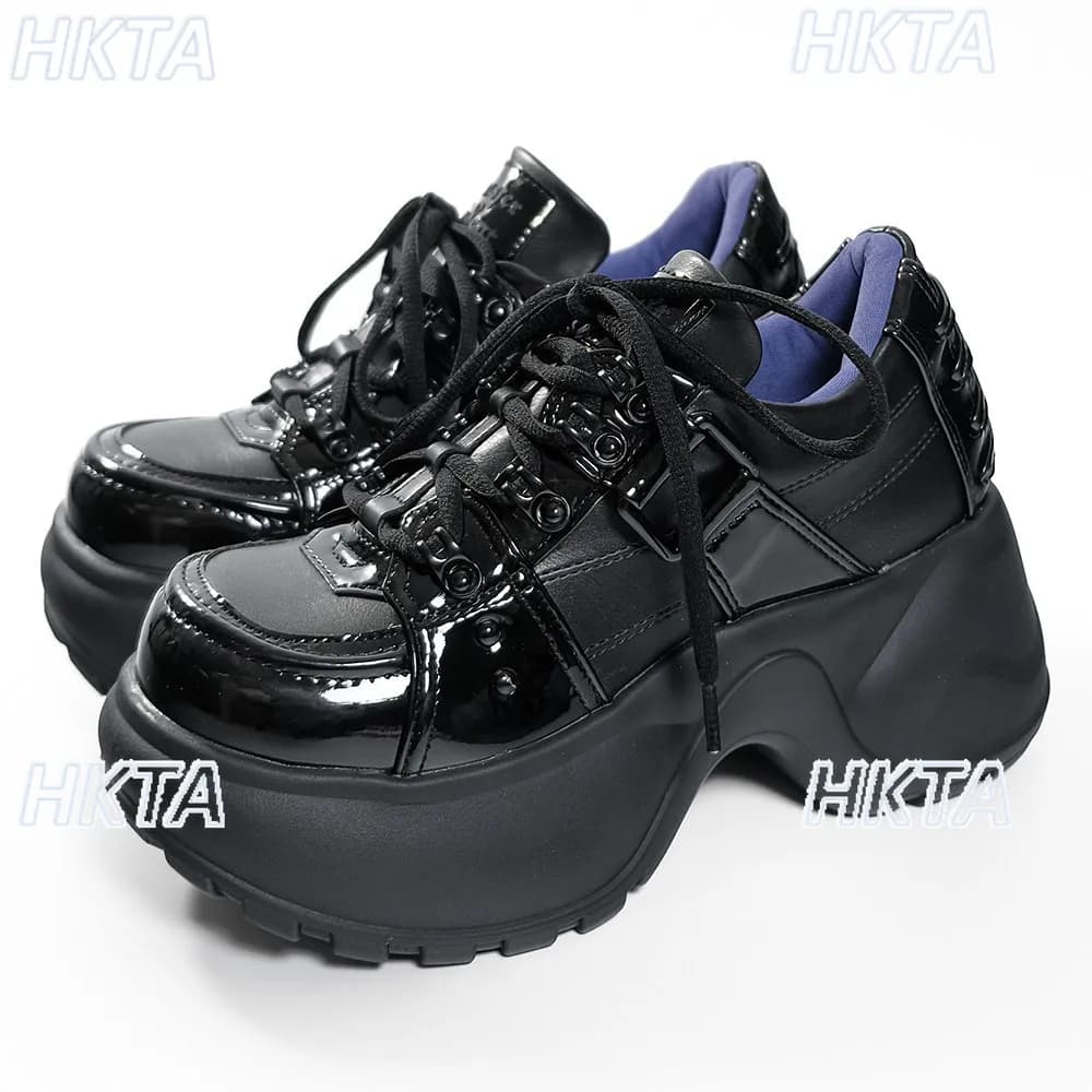 Original Subculture Thick-Soled Height-Increasing Dad Sneakers Women Fashion Japanese Lace-Up PU Leather Platform Casual Shoes