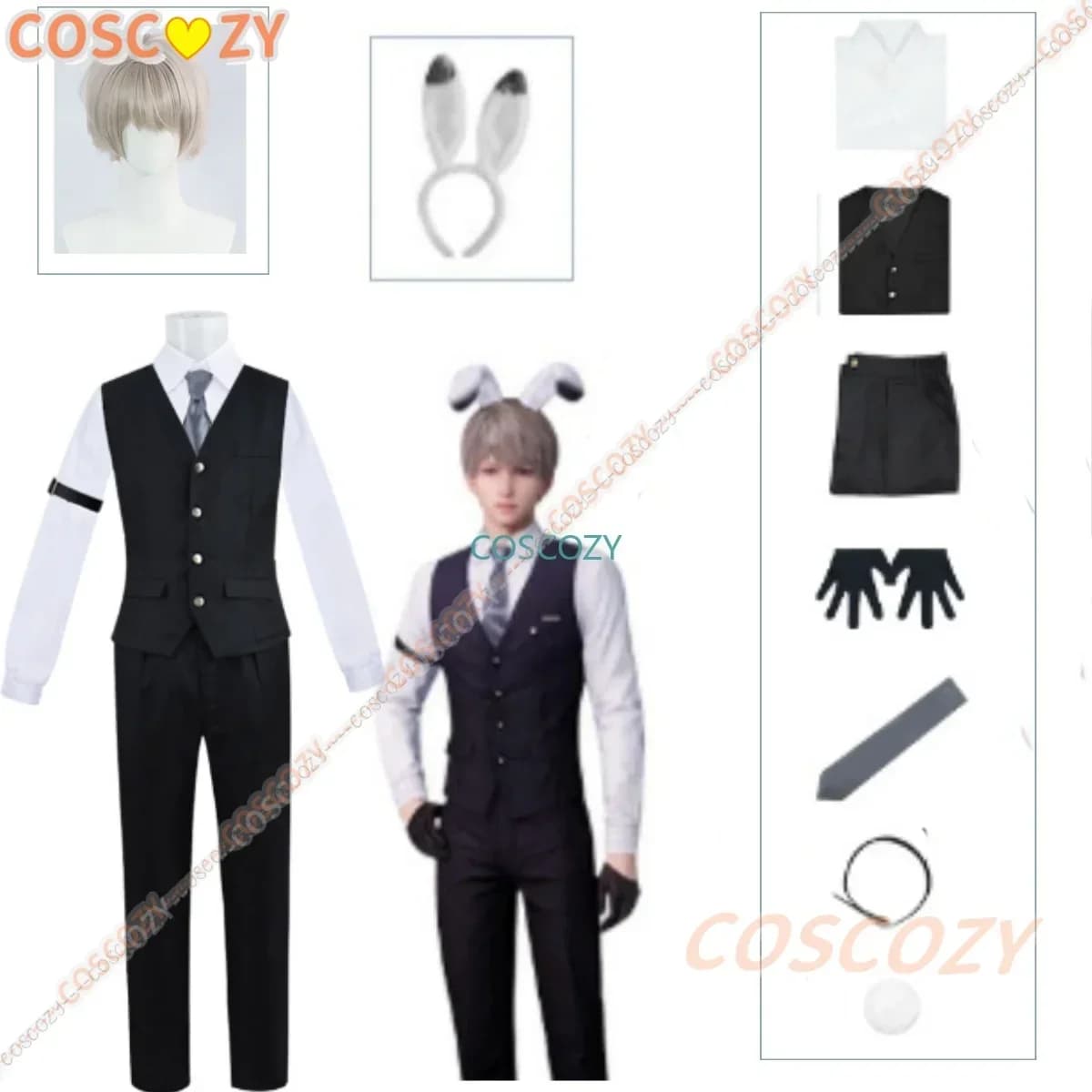 CosplayLove e Deepspace Xavier Costume Cosplay Parrucca Bunny Suit Unisex Anime Gioco Abiti Cosplay Halloween Con Mens Cosplay