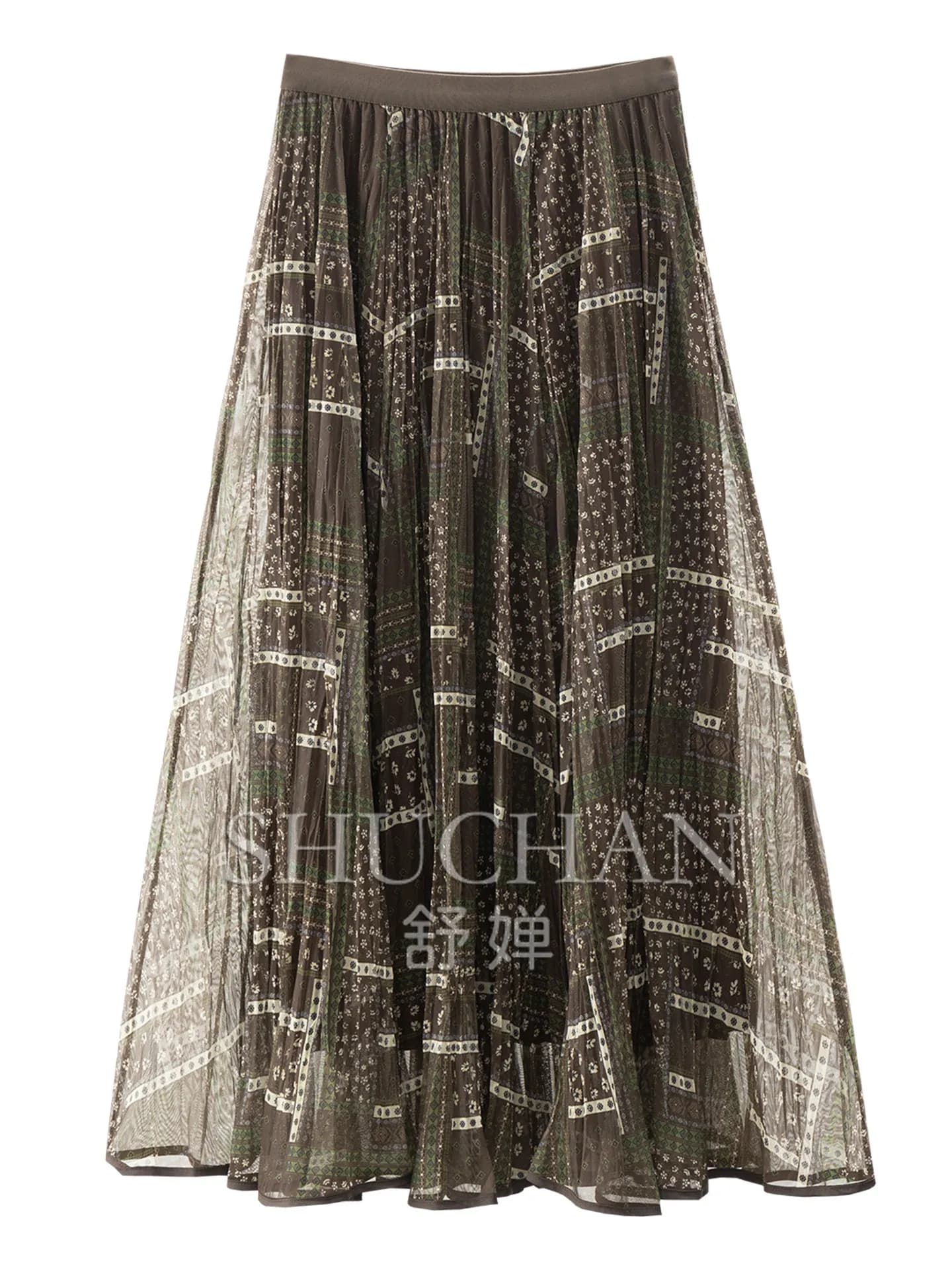 Retro Secret Realm Ethnic Style High Waist 4 Meters Big Pendulum Mesh Skirt Women F050 Long Skirts for Women