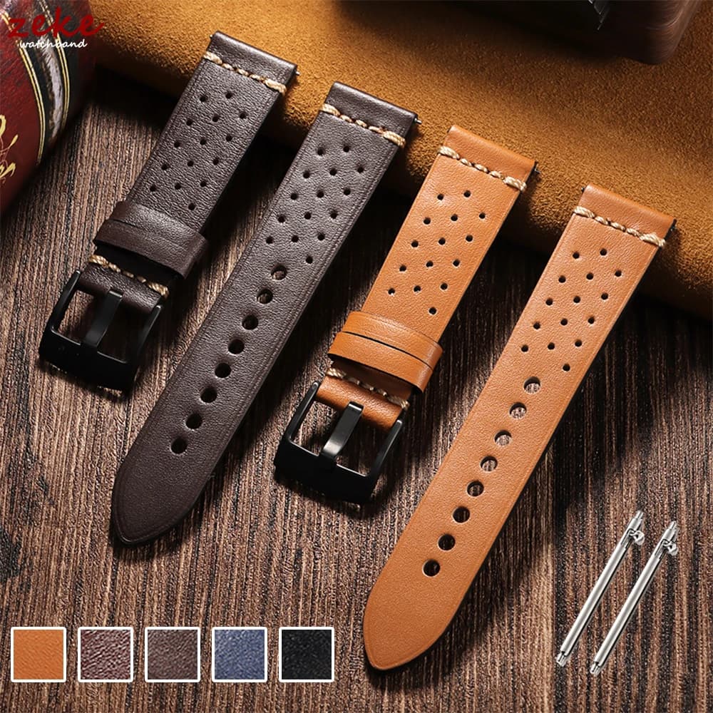Cucitura cinturino per orologio in pelle di vacchetta 20mm 22mm cinturino da polso in vera pelle traspirante fibbia ad ardiglione uomo donna accessori per bracciale universale