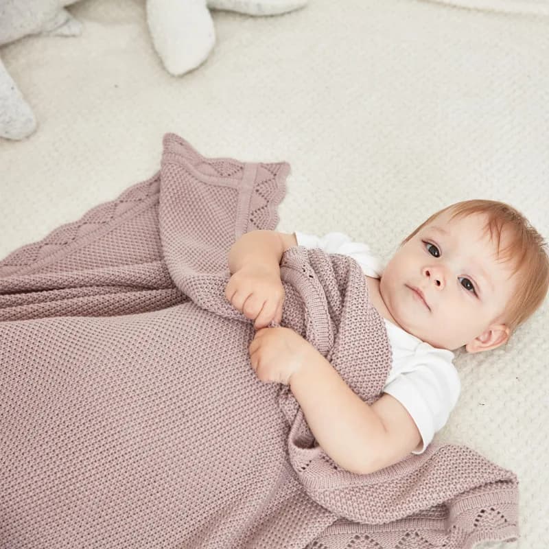 Coperta in Maglia Premium per Neonati, Traspirante in Cotone, Avvolgente per Passeggino, per Neonati e Bambini