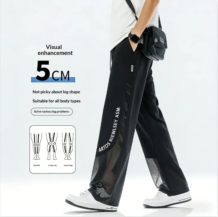 Pantaloni Uomo Taglie Forti Anti-Zanzare Larghi Estivi Sottili in Seta Ghiaccio ad Asciugatura Rapida Casual Sportivi Traspiranti in Rete e Non Stifosi