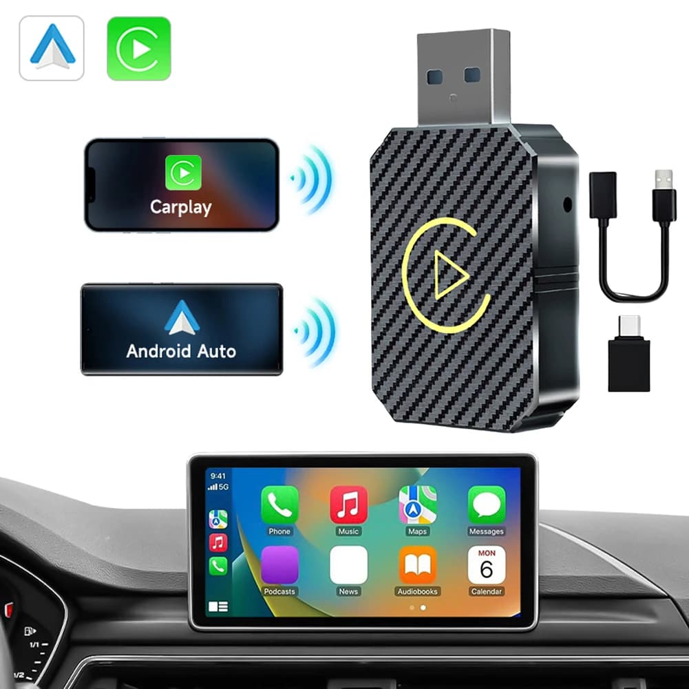 Wired Wireless Carplay/Andriod Auto 2 in 1 Smart Mini Box Auto Connect Mini Plug and Play Wireless Adapter BT5.0