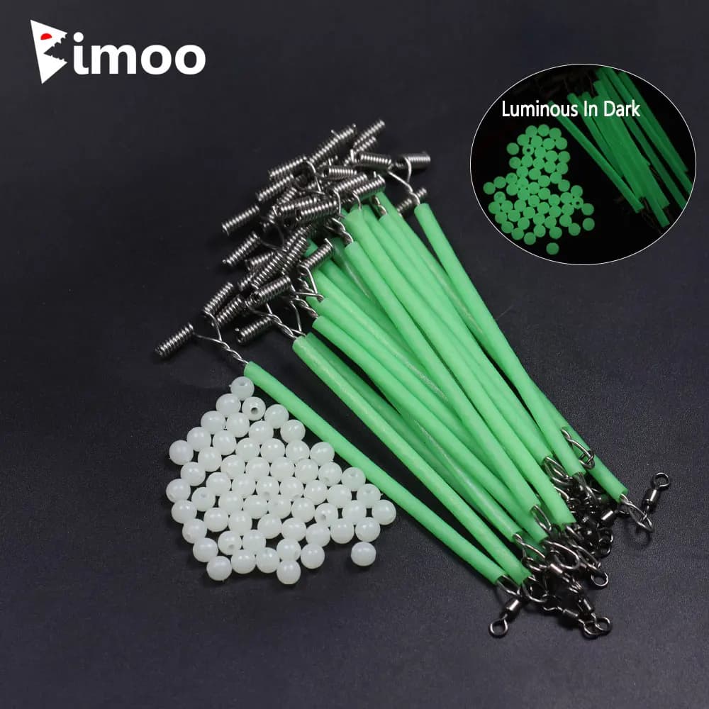 50pcs Stainless Steel Fishing Lures Wire Leader Trace Luminous Tube T-Shape Balance Arm Rolling Swivels Sea Fishing Rigs Making