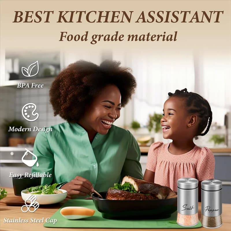 Set di saliere e pepe con coperchio in acciaio inossidabile per gadget da cucina Dispenser di spezie da cucina Facile da installare Facile da usare -B-B61