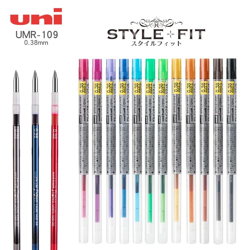 1pc Uni Style Fit Gel Multi penna ricarica-0.38 Mm 16 colori disponibili scrittura forniture UMR-109-38