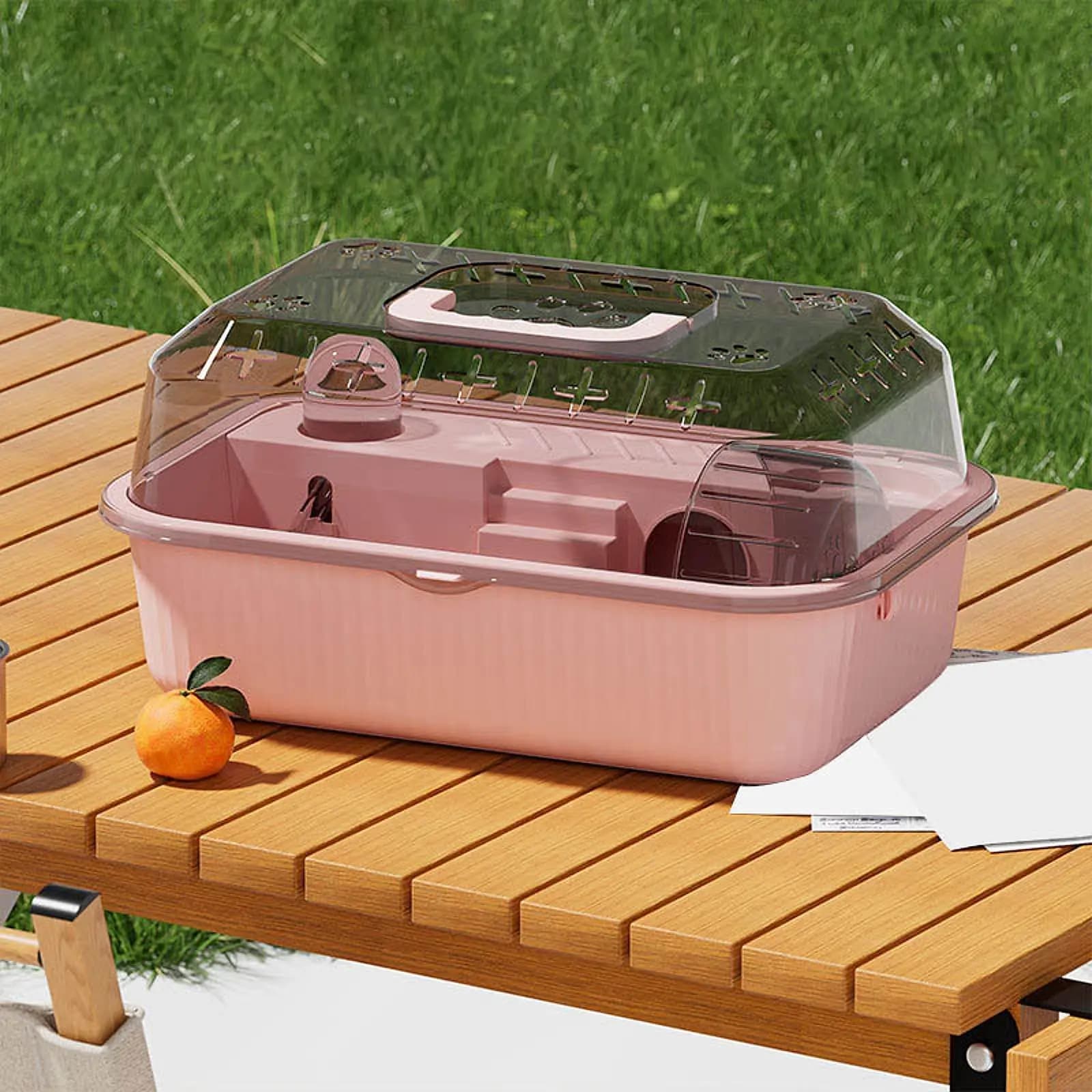 Habitat domestico per criceti con gabbia per piccoli animali, portatile con design a maniglia, porta animali domestici per ratti, gerbili, topi, riccio
