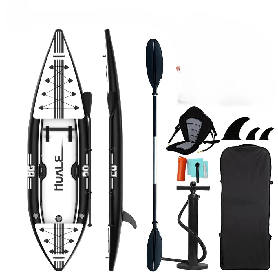 -Consegna kayak gonfiabile in PVC a due uomini con gommone da pesca a pagaia con pompa con pagaia ad alta pressione per sport acquatici