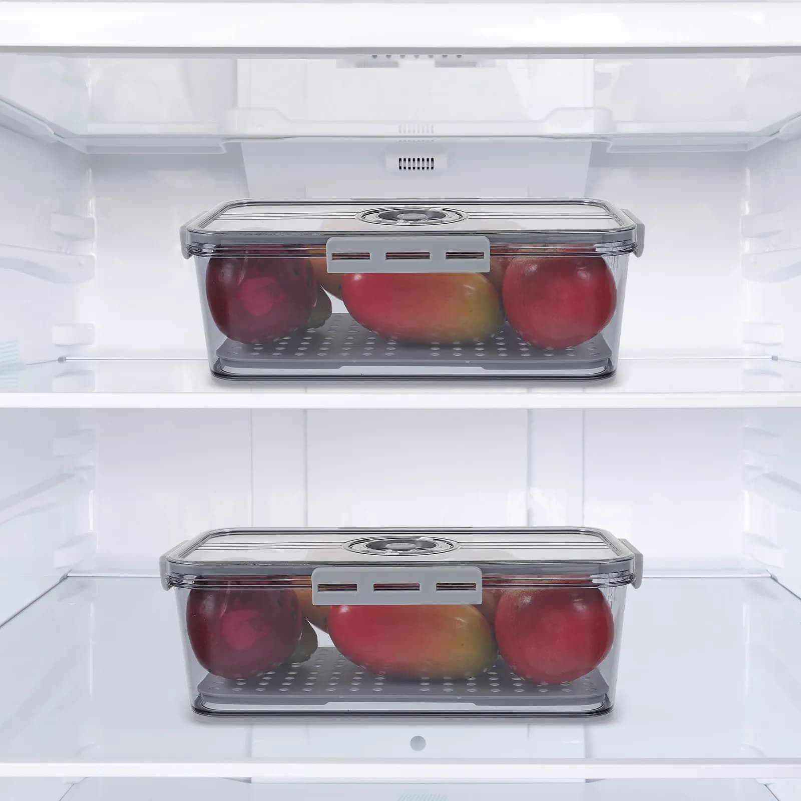 Contenitore Ermetico per Pane con Timer di Freschezza, Coperchio Trasparente, Scatola in Plastica per Alimenti, Organizer per Frigorifero, Contenitori per Verdure, Contenitori per Preparazione Pasti
