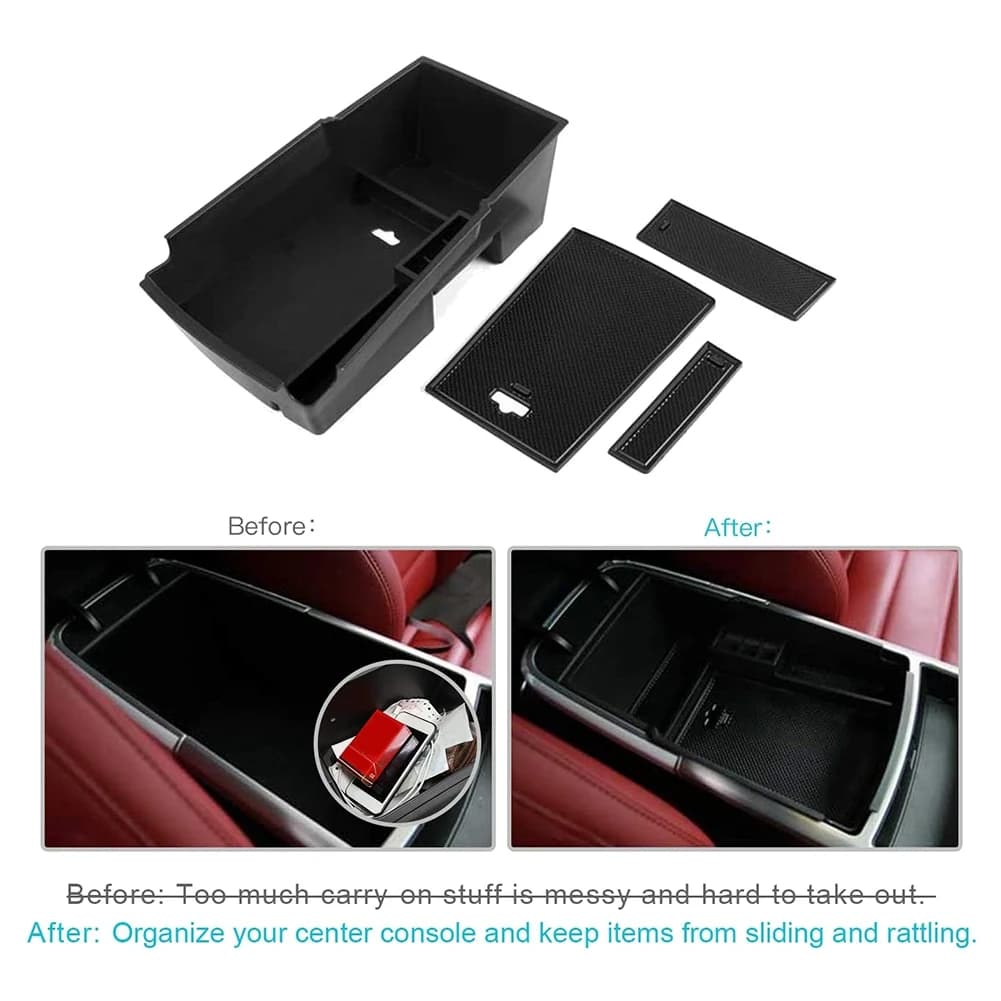 ABTU-Car Scatola portaoggetti per bracciolo della console centrale, organizer interno, inserto per vano portaoggetti per Kia Stinger 2018 2019 2020