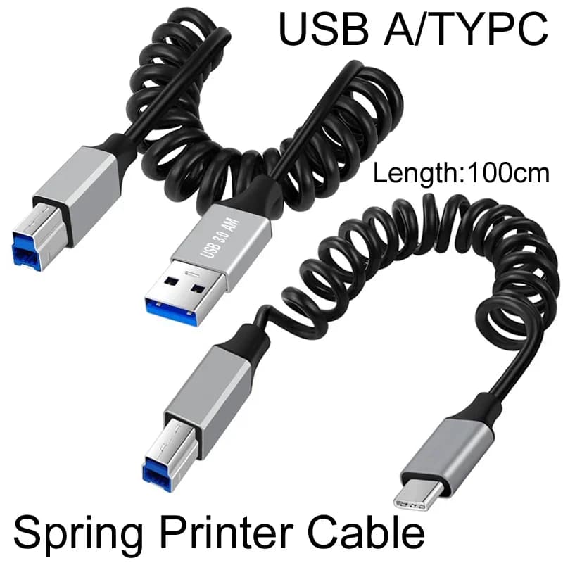 USB 3.0 100CM/3.3FT USB A TIPO C Maschio Primavera USB 3.0 T Stampante Tipo-B Cavo 5Gbps Trasmissione dati per disco SSD Esterno D