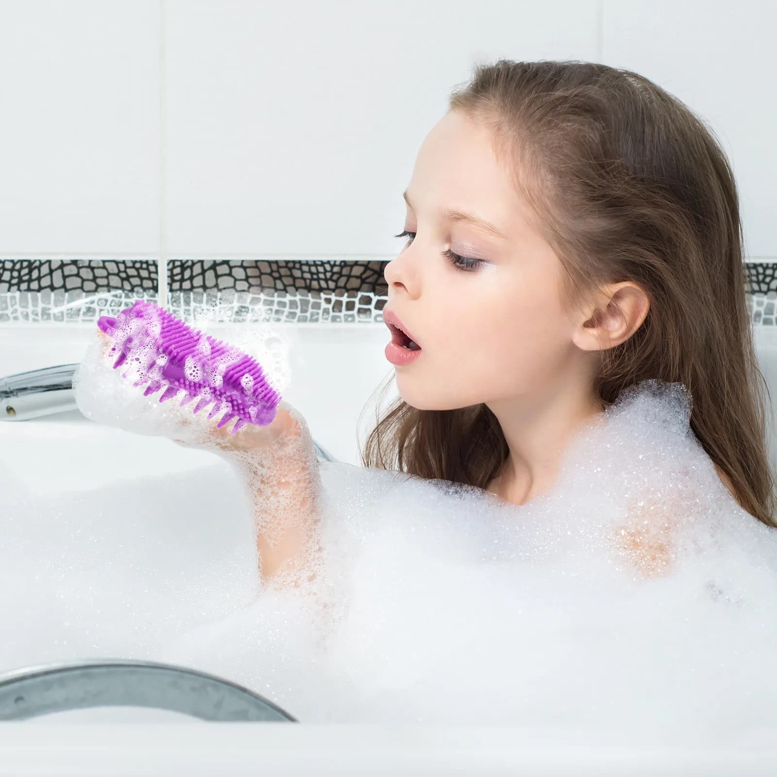 2Pcs Silicone Bath Scrubber Deep Clean Body Brush for Adults Babies Massage Scalp Hair Washing Promotes Circulation Portable