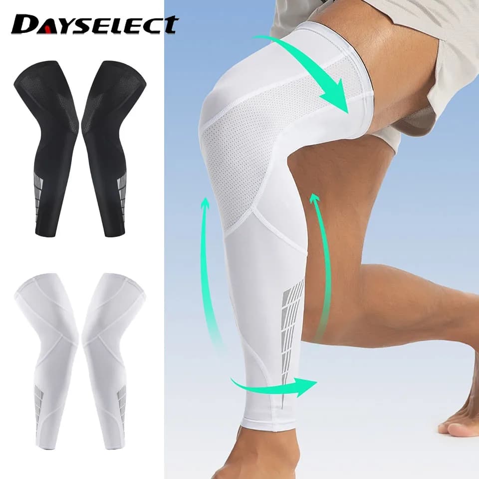 Protezioni per le gambe estese Pacchetto sottile leggero e traspirante Pressurizzazione Antiscivolo Sport all'aria aperta Basket Corsa Ginocchiere da ciclismo