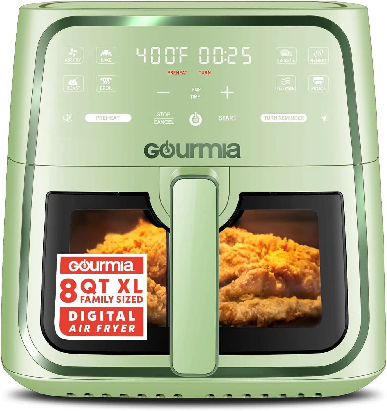 Friggitrice ad Aria da 8 Qt con 8 Programmi Preimpostati, Display Digitale, Tecnologia FryForce 360, Finestra di Visualizzazione Facile, Luce Interna, Cestello Lavabile in Lavastoviglie
