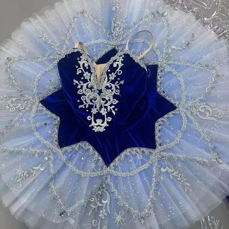 Ballet Tutu Professional Women Girl's Blue Sequin Ballet Skirt Children Kids Ballerinas Performance Clothing Princess Dress