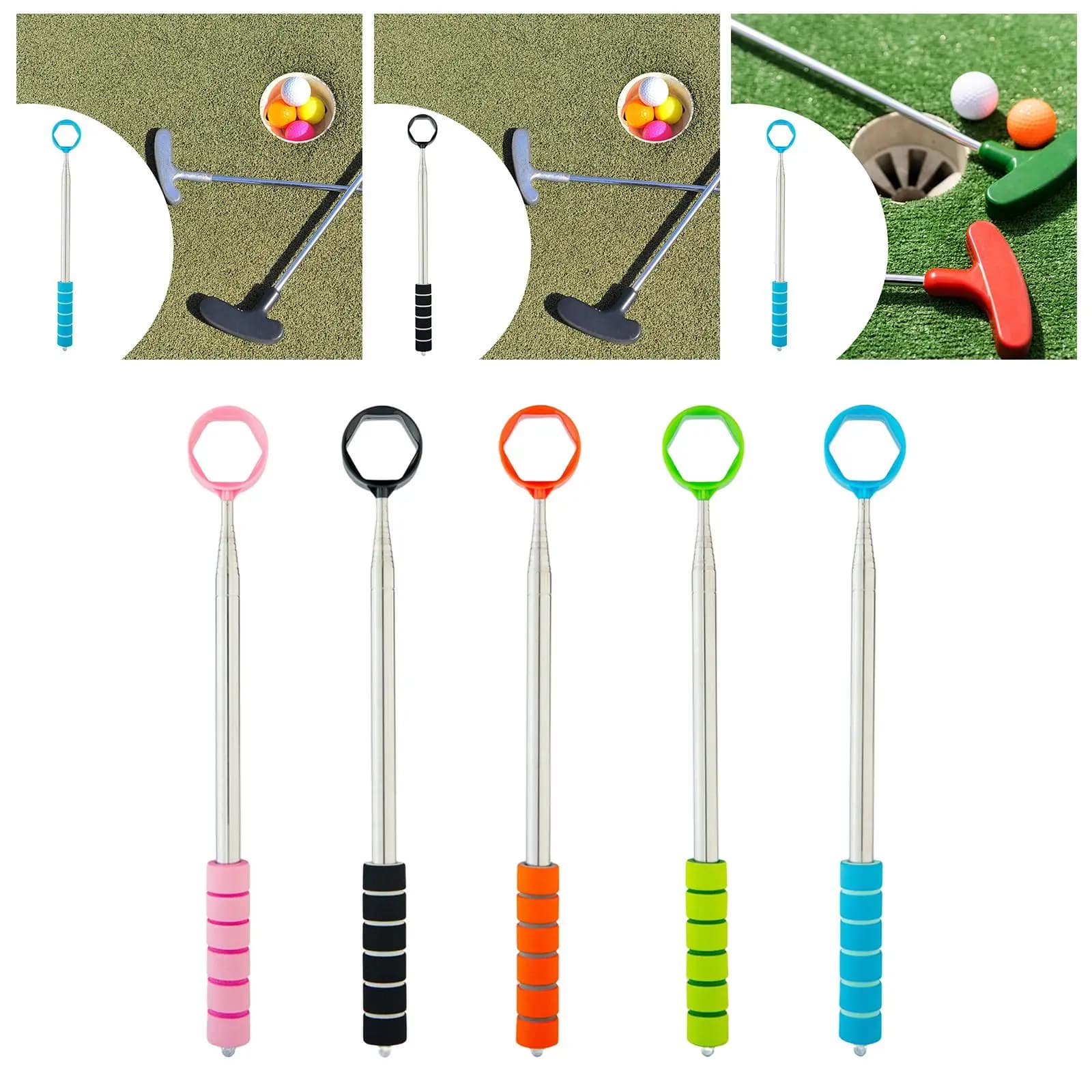 Telescopic Golf Ball Picker Tool Stainless Steel Grabber for Park Golf Ball Recovery Machine and Supplies