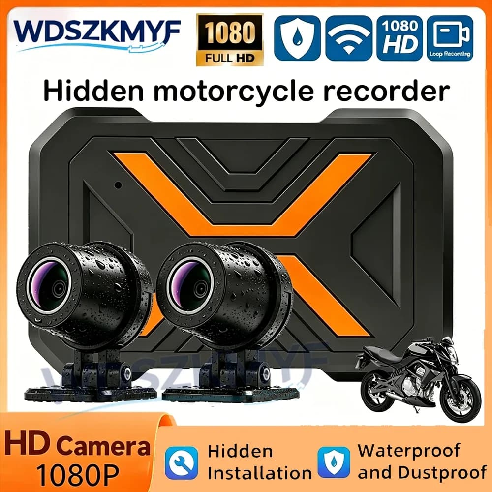 Intelligent Image Stabilization Motorcycle Dash Cam IP67 Waterproof Dual Front Rear 1080P WiFi Motorbike Sports Recording Camera